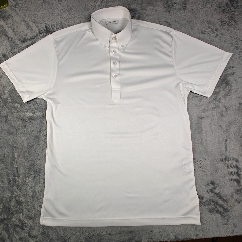 Collars & Co. Dress Collar Polo Mens Small White Short Sleeve Performance Shirt